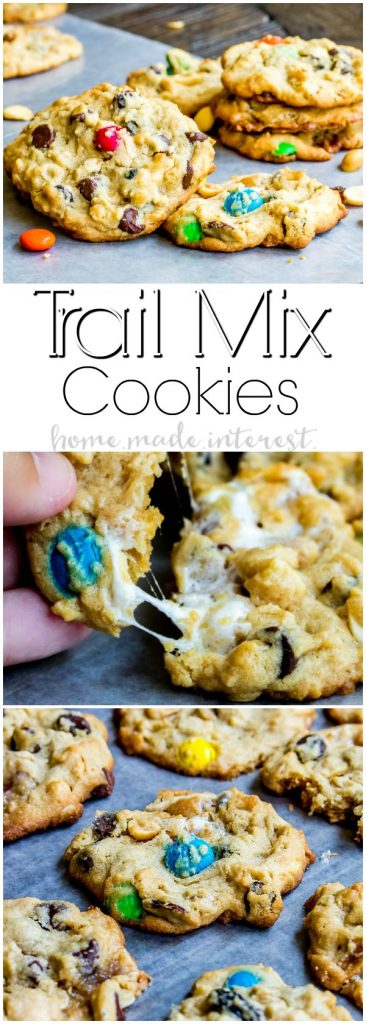 Trail Mix Cookies | This easy cookie recipe is perfect for back-to-school lunches and afters chool snacks. Trail Mix Cookies are packed full of ingredients like trail mix, oatmeal, and chocolate chips. These are the ultimate spin on a chocolate cookie recipe!
