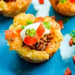 bite size taco tater tot cup appetizers for parties