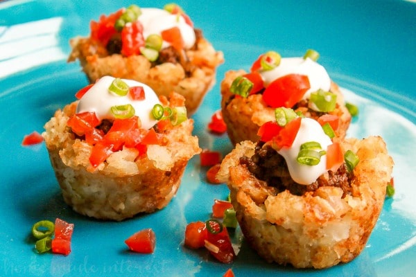 Taco tater tot bite appetizers for tailgating