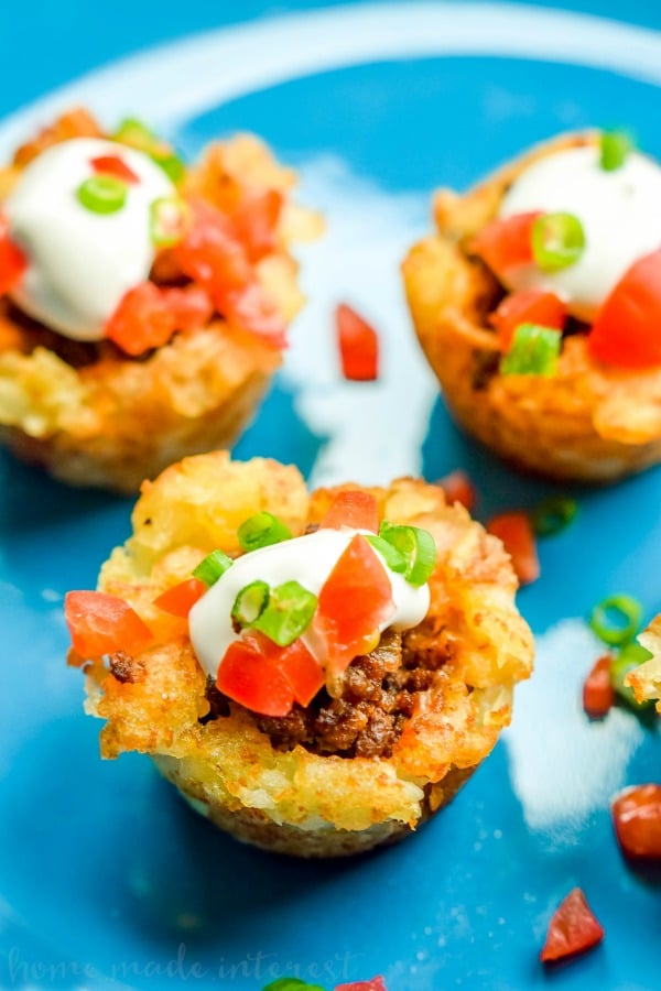 Taco tater tot cup appetizer
