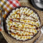 above view of banana fluffernutter pie