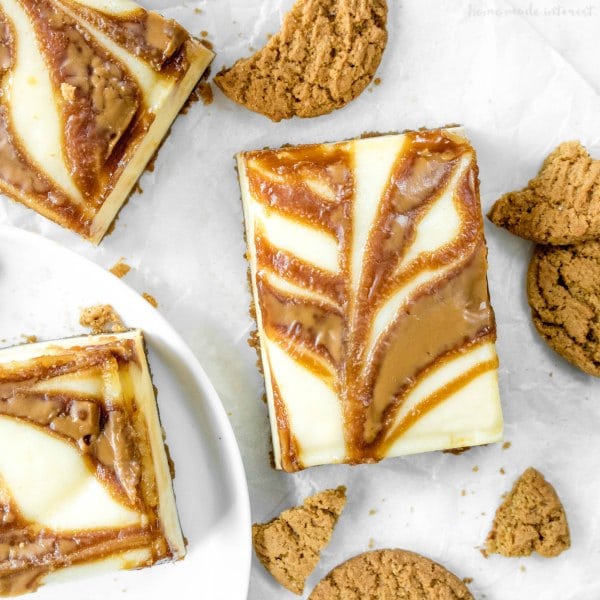 gingersnap swirled cheesecake bars