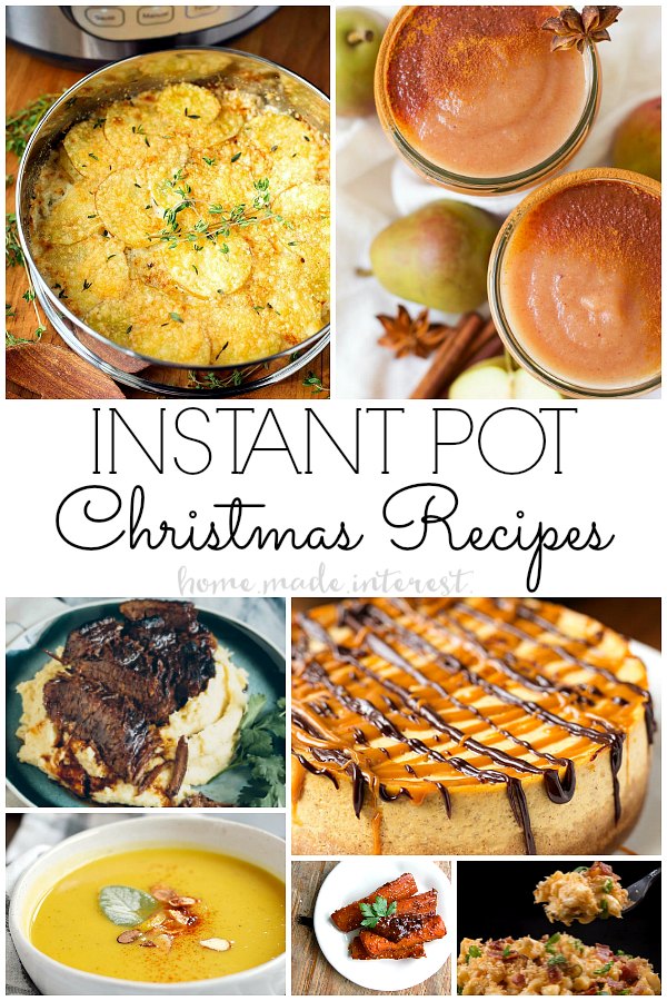 Christmas recipes made in the Instant Pot. You can save time and keep the oven off with these Instant Pot Christmas Dinner recipes. Pressure cooker recipes for Christmas dinner from Instant Pot cake recipes to Instant pot soup or Instant pot side dish recipes. 
