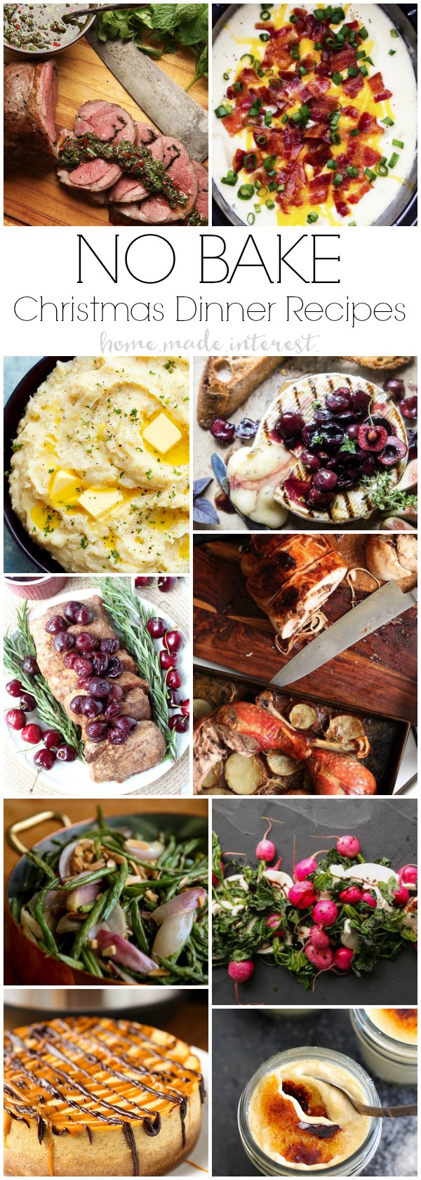 No-Bake Christmas Dinner Recipes that are made in the slow cooker, instant pot, rice cooker, sous vide. 