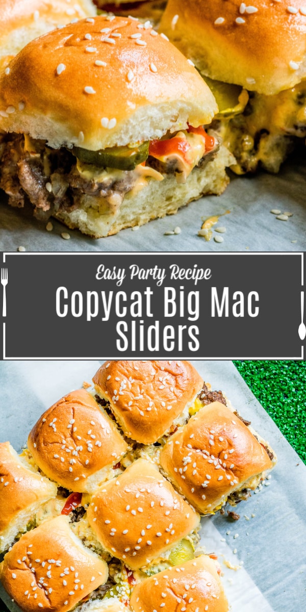 Pinterest image of Copycat Big Mac Sliders with title text