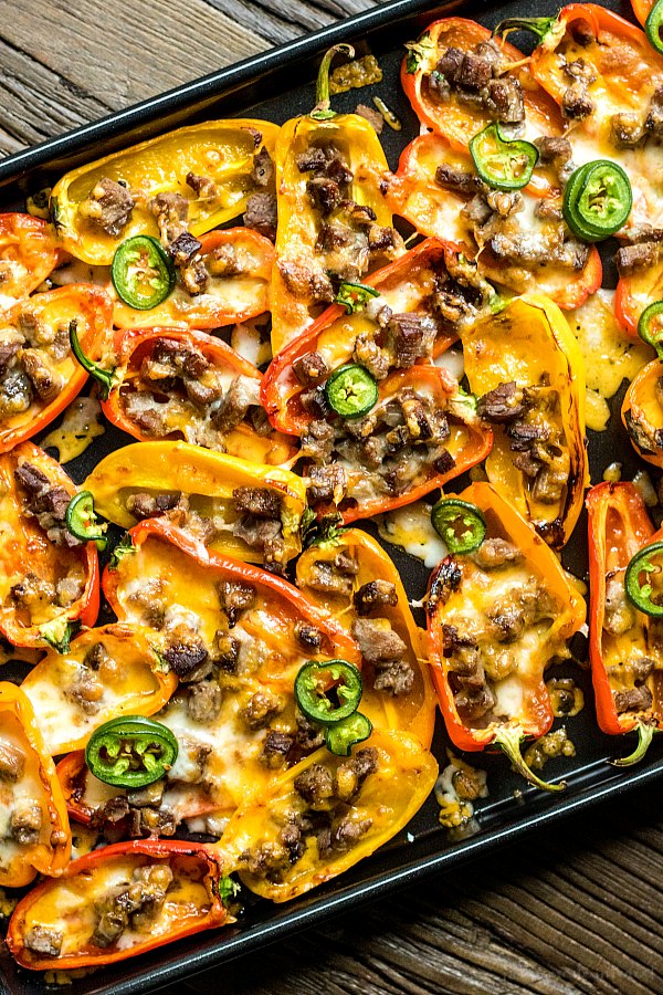 Low Carb Nachos made with sweet peppers