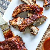 BBQ ribs with sauce and brush