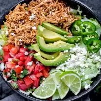 low carb shredded chicken taco bowl