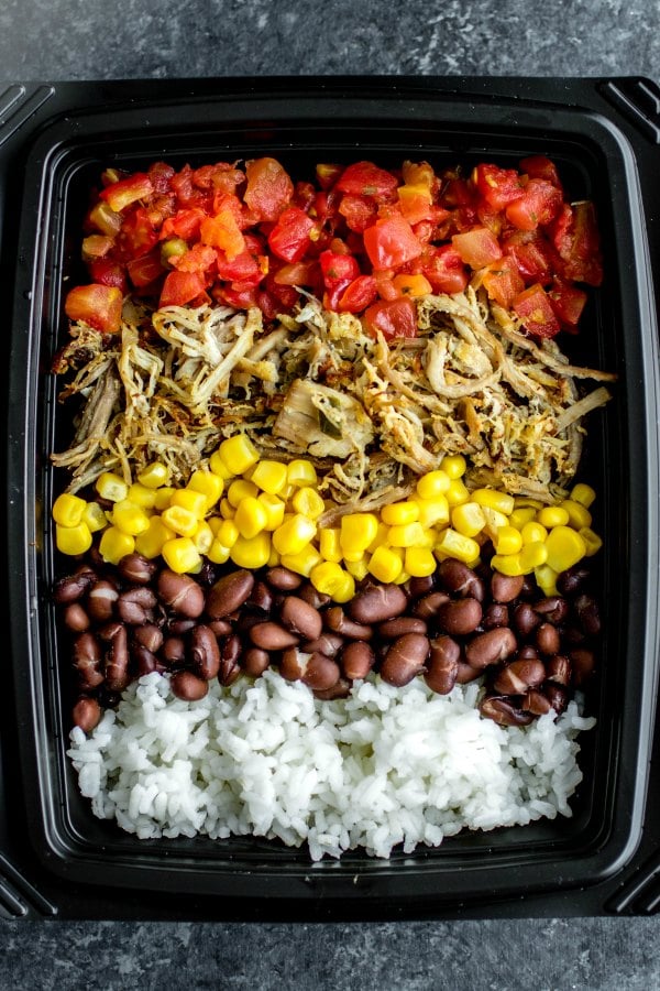 meal prep container with carnitas bowl for lunch