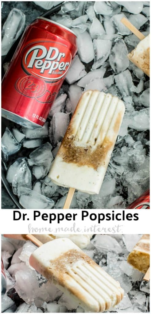 These easy homemade Dr Pepper Float popsicles are a simple popsicle recipe made with ice cream and Dr Pepper. Kids and adults are going to love this easy summer popsicle! It's the perfect dessert for summer parties.