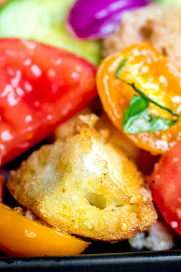 panzanella salad made with toasted bread