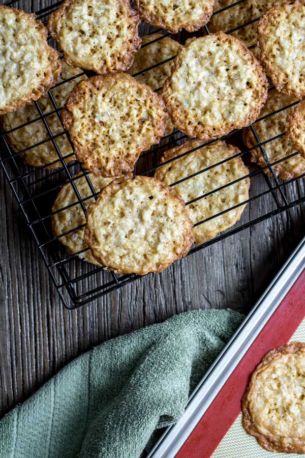 Crispy Coconut Cookies on cookie sheet
