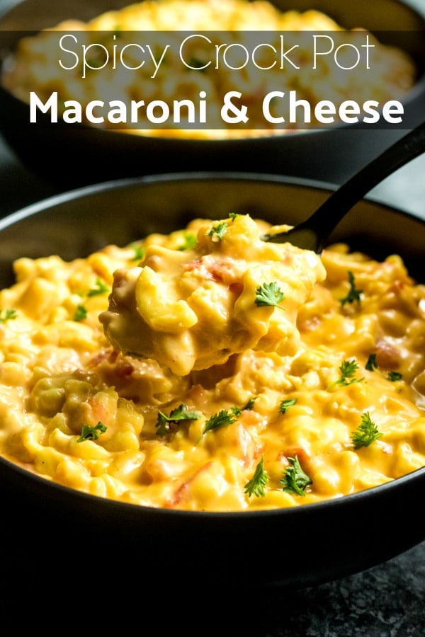 This easy Spicy Crock Pot Macaroni and Cheese is made in a slow cooker with evaporated milk, Velveeta cheese, and Rotel. This No Boil macaroni and cheese is one of the BEST comfort foods and Spicy Crock Pot Macaroni and Cheese is perfect for a crowd. #macncheese #macaroniandcheese #pasta #slowcooker #crockpot #rotel #comfortfood #cheese #homemadeinterest