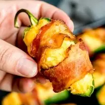 hand holding Buffalo Chicken Jalapeno Poppers