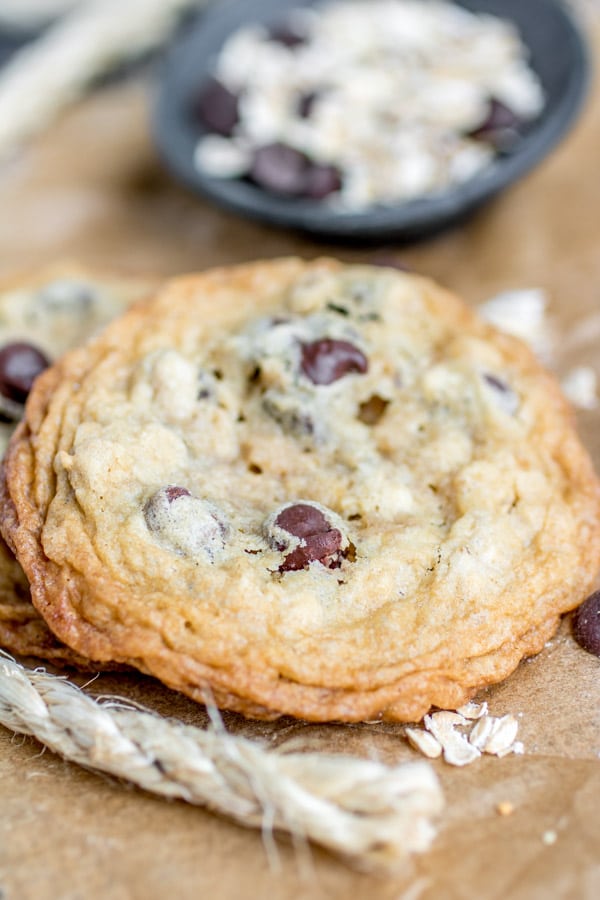 chocolate chips in Cowboy Cookies