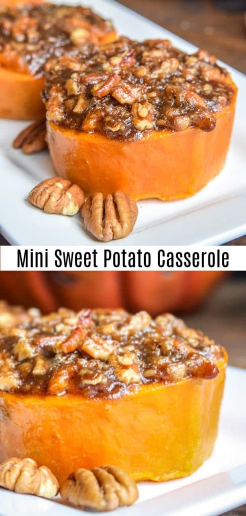 This easy Mini Sweet Potato Casserole recipe is made with pecans and, if you like, with marshmallows. It is individual sweet potato casseroles that are the BEST Thanksgiving side dish recipe. Brown sugar, pecans, butter, and toasted marshmallows on top of sweet potato slices for the perfect single serving of sweet potato casserole. #thanksgiving #thanksgivingsidedishes #sidedish #sweetpotatoes #casserole #homemadeinterest