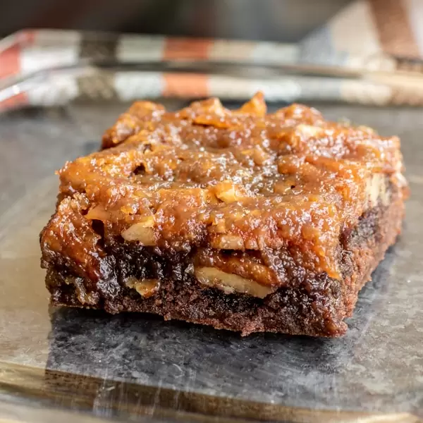 Pecan Pie Brownies with chopped pecans