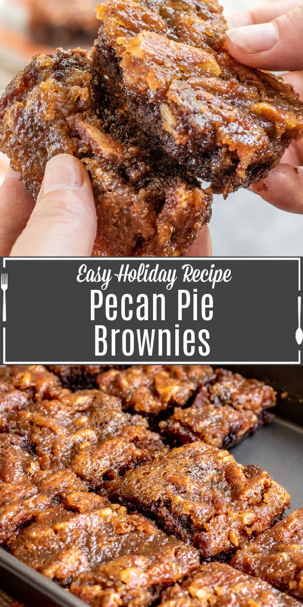 Pinterest image of Pecan Pie Brownies with title text