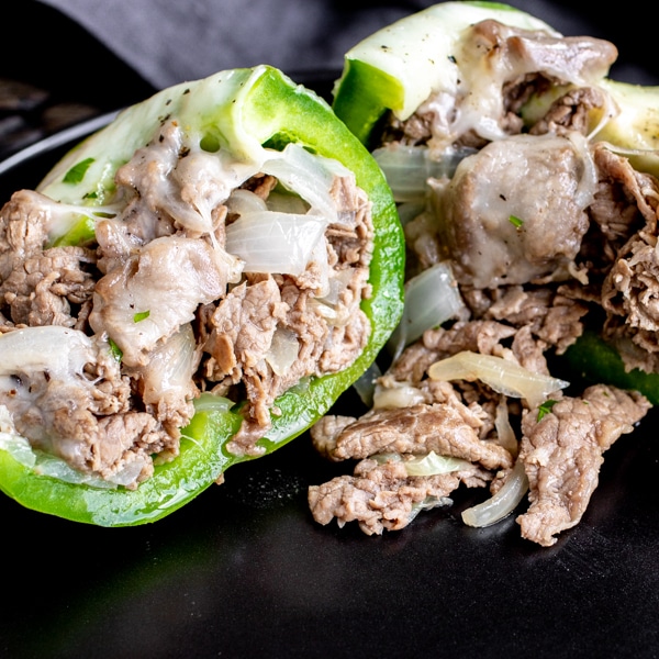 Low carb Philly Cheesesteak Stuffed Peppers