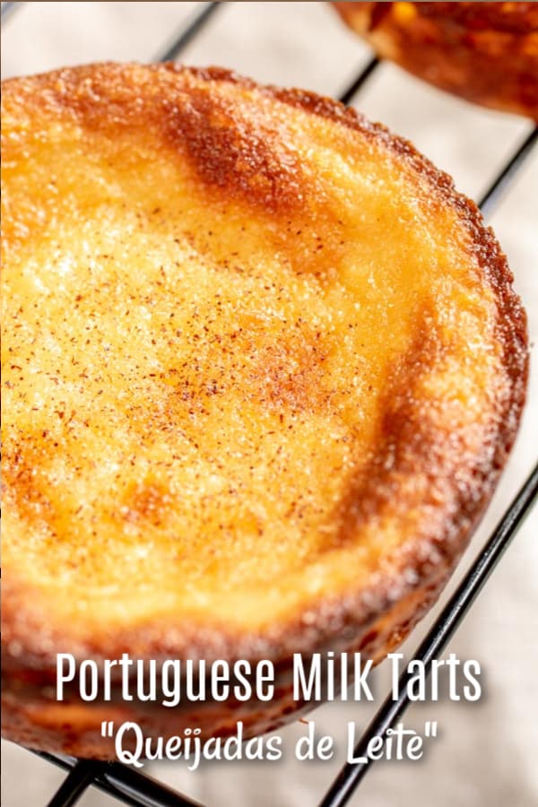 Portuguese Milk Tarts, Queijadas de Leite, are a traditional Portuguese dessert recipe made with simple ingredients. Milk, sugar, butter, eggs, and a little flour bake up into sweet, creamy pastries that you can find in many Portuguese bakeries. #portuguese #baking #tart #milk #dessert #sweettreats #cupcake #homemadeinterest