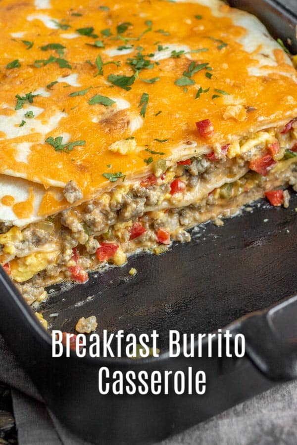 This Breakfast Burrito Casserole is everything you love about a breakfast burrito baked into an easy breakfast casserole. Sausage, cream cheese, peppers, cheddar cheese, and soft tortillas make this a great breakfast casserole for a crowd. Perfect for a Christmas breakfast or brunch! AD @MissionFoodsUS #breakfast #brunch #christmas #newyears #sausage #eggs #breakfastburritos #breakfastcasserole #homemadeinterest