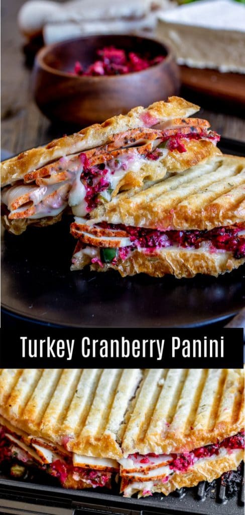 This easy Turkey and Cranberry Panini is a hot, toasted sandwich made with thinly sliced turkey, creamy brie cheese, and sweet and spicy cranberry salsa, all sandwiched between two buttered pieces of bread. Save your leftover Christmas or Thanksgiving dinner to make a could of these delicious sandwiches on your De’Longhi Livenza Compact All Day Grill AD #delonghi #livewell #thanksgiving #christmas #cranberries #panini #homemadeinterest