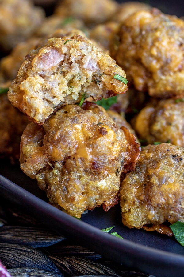 Stuffing Sausage Balls with bacon