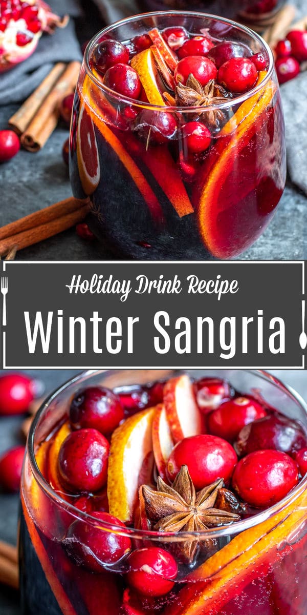 Pinterest iage of Winter Red Wine Sangria with title text