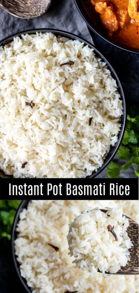 A quick an easy instant pot basmati rice recipe that shows you how to cook Instant Pot rice. Make basmati rice in your pressure cooker along with warm spices like clove and cardamom to give it a delicious seasoned rice flavor. It's a great side dish for Indian recipes and is the perfect addition to family dinners. #rice #instantpot #instantpothacks #easydinnerrecipes #basmatirice #homemadeinterest