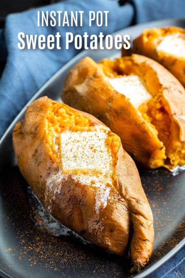 Instead of baked sweet potatoes these sweet potatoes are made in the Instant Pot. One of my favorite healthy Instant Pot recipes to make for dinner. These Instant Pot Sweet Potatoes are sweet potatoes cooked in the pressure cooker. Serve them whole or mashed. #instantpot #pressurecookerrecipes #sweetpotatoes #side #instantpothacks #homemadeinterest