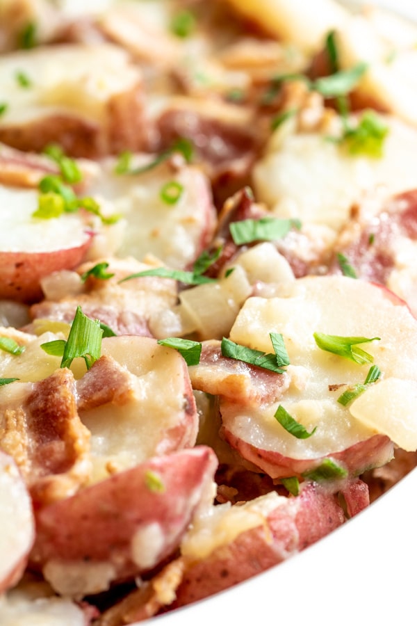 German Potato Salad topped with chives