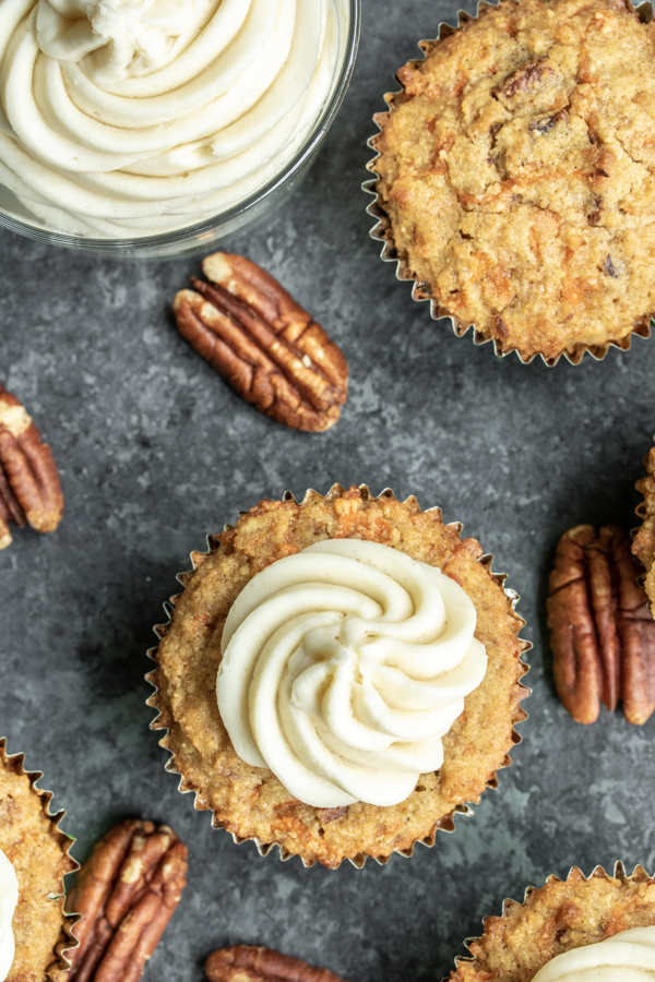 how to make Keto Carrot Cake Cupcakes and Keto cream cheese frosting