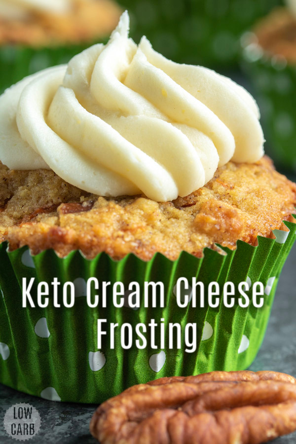 This low carb Keto Cream Cheese Frosting is a sugar-free cream cheese frosting that is LCHF and perfect topping for low carb desserts. This low carb cream cheese frosting is made with Swerve and is the BEST keto cream cheese frosting for low carb cookies, cake, mug cakes, and cupcakes. #lowcarb #keto #ketorecipes #lowcarbrecipes #creamcheese #frosting #homemadeinterest