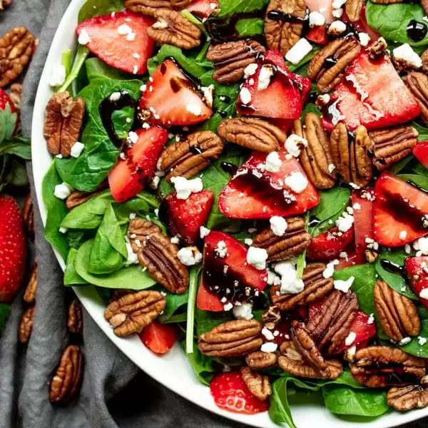 Strawberry & Spinach Salad with balsamic dressing