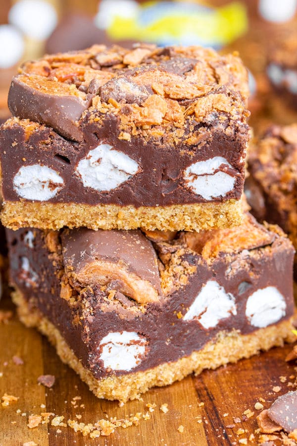 layered Butterfinger S'mores Bars
