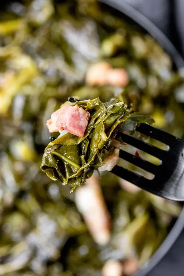 tender Instant Pot Turnip Greens made with bacon packed full of flavor