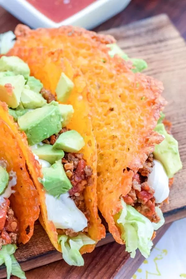 Keto tacos stacked together