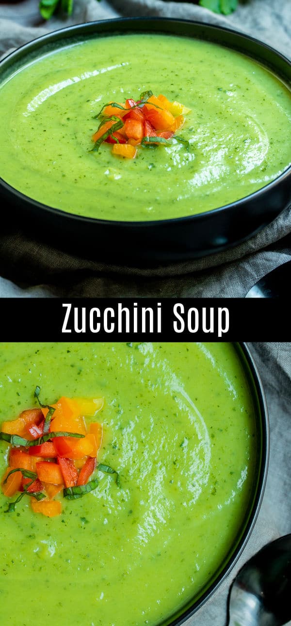This healthy, creamy zucchini soup recipe is made with a few simple ingredients. It's an easy summer soup recipe that can be served hot or cold for a delicious dinner or lunch. It's also a low carb summer soup recipe for those watching their carbs! #zucchini #soup #healthy #lowcarb #keto #lowcarbdiet