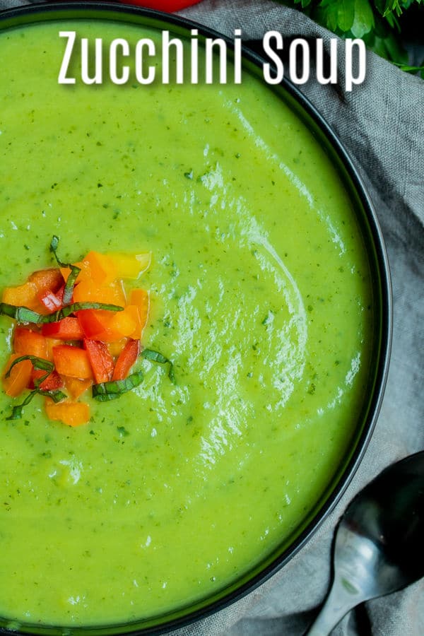 This healthy, creamy zucchini soup recipe is made with a few simple ingredients. It's an easy summer soup recipe that can be served hot or cold for a delicious dinner or lunch. It's also a low carb summer soup recipe for those watching their carbs! #zucchini #soup #healthy #lowcarb #keto #lowcarbdiet