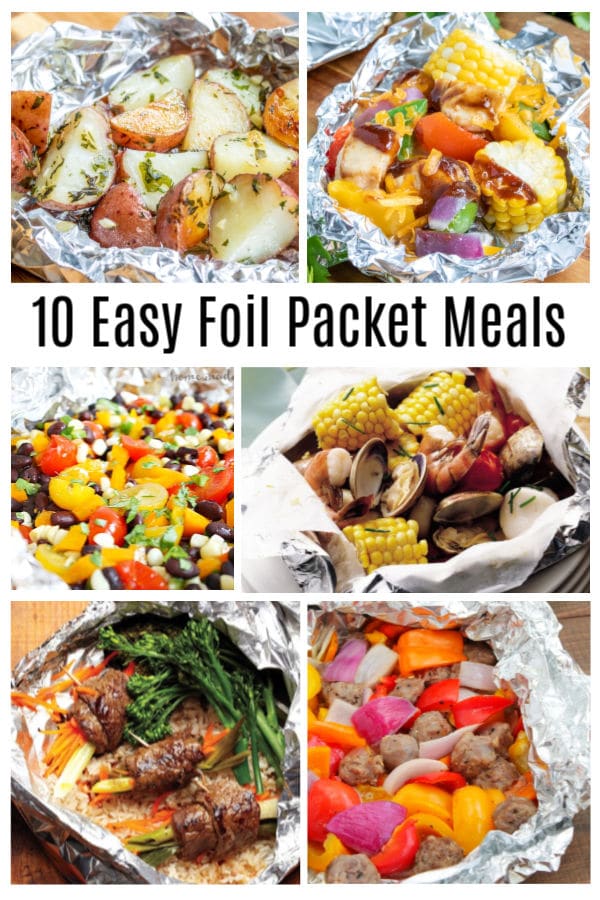 10 Easy Foil Packet Meals or hobo dinners made with shrimp, chicken, beef, and pork, that are perfect for family dinners on the grill or camping. #grill #foilpacket #familydinner #homemadeinterest