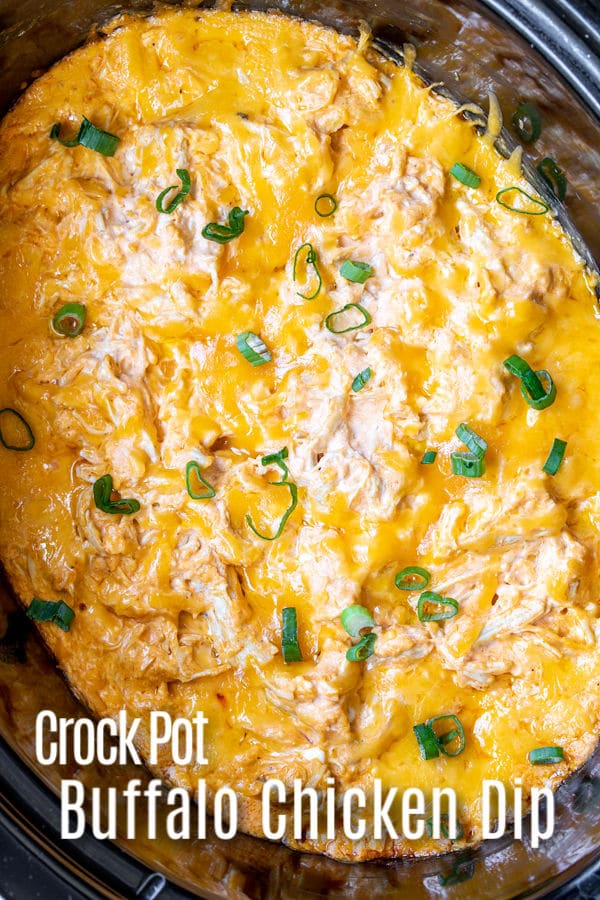 This Crock Pot Buffalo Chicken dip is an easy hot dip recipe made in a slow cooker. Cheese, chicken, Franks buffalo wing sauce, and ranch dressing come together to make a hot, bubbly dip that is perfect for feeding a crowd. Serve it with celery stick for a keto and low carb recipe on game day. #gameday #footballfood #slowcooker #crockpot #buffalosauce #chicken #dip #homemadeinterest