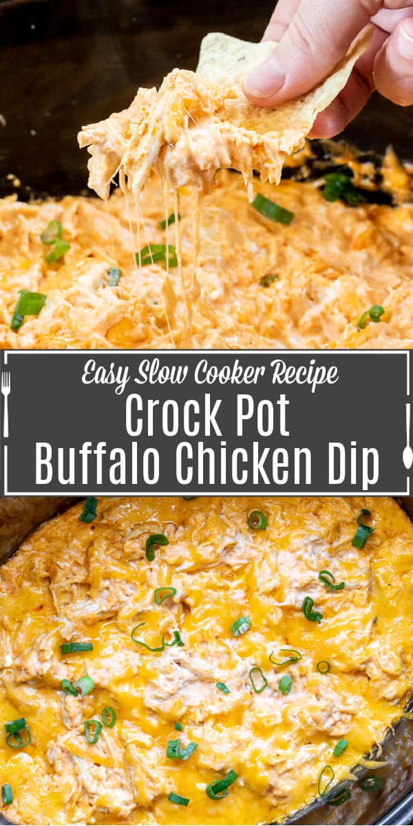 Pinterest image for Crock Pot Buffalo Chicken Dip with title text