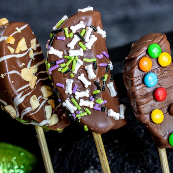 Chocolate Covered Apple Kabobs for Halloween parties