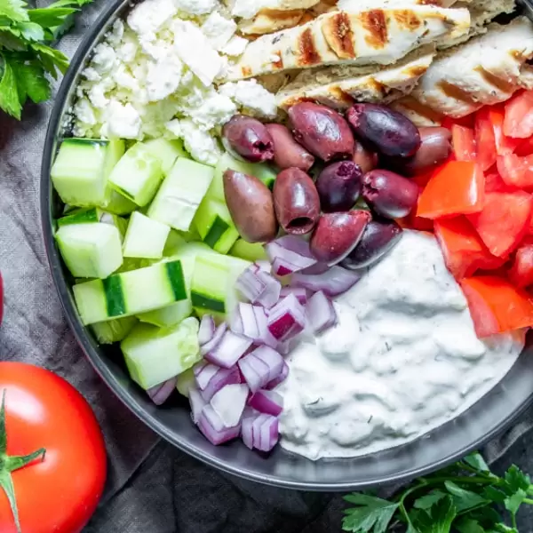 Keto Chicken Gyro Bowl makes a great low carb lunch