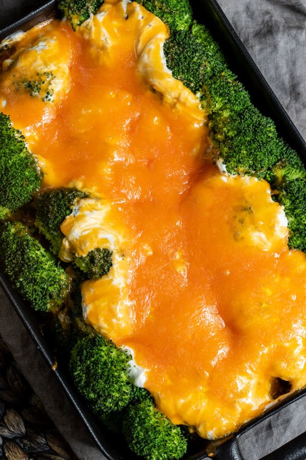 Broccoli Casserole topped with cheese