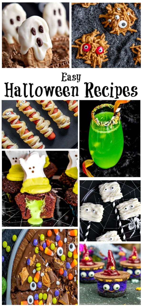 These easy Halloween recipes make great Halloween party food or a super fun Halloween dinner for the kids. These easy Halloween recipe ideas have everything from Halloween party appetizers, to Halloween dinner, Halloween desserts, and Halloween drinks. There is a little something for everyone! #halloweenparty #halloween #halloweenrecipes #partyideas #appetizers #desserts #homemadeinterest