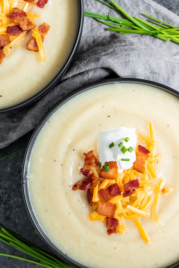 Instant Pot Loaded Cauliflower Soup is the perfect keto soup for Fall