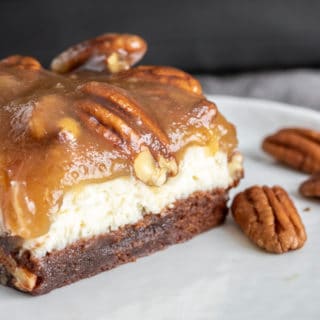 delicious holiday dessert Pecan Pie Cheesecake Brownies