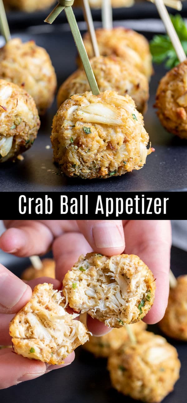 These quick and easy Crab Balls are an easy appetizer recipe that is perfect for holiday parties like Thanksgiving, Christmas, and New Year's Eve. These delicious homemade crab balls are made with lump crab meat and boxed stuffing mix for an easy seafood appetizer recipe that is ready in less than 20 minutes! #thanksgiving #christmas #newyearseve #appetizer #crab #seafood #homemadeinterest