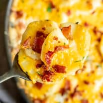Loaded Au Gratin Potatoes makes the perfect easy holiday side dish